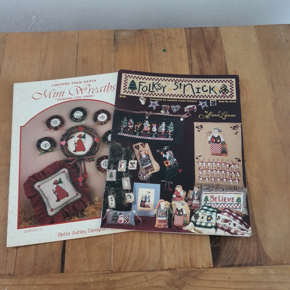 Vintage Cross Stitch Patterns Folksy St Nick Alma Lynne Bette Ashley Santa Lot 2